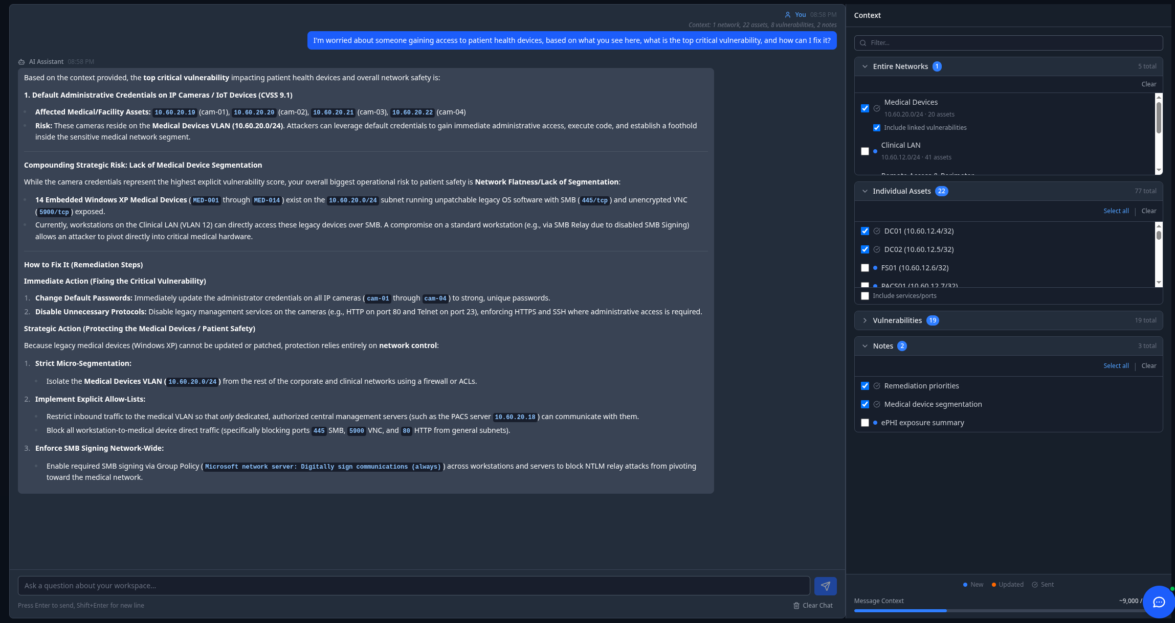 Ask AI conversation interface